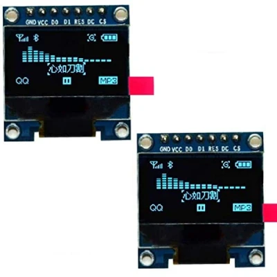 Afbeelding van Fasizi 2 delige 7 pins 0.96 inch OLED display 12864 SPI IIC seriële lcd schermmodule voor Arduino blauw lettertype