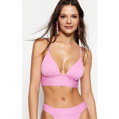 Afbeelding van Trendyol Vrouwen Paarse driehoekige push up bikinitop met textuur TBESS21BU0010
