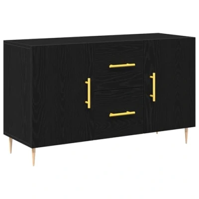 Afbeelding van vidaXL Sideboard Zwart Eiken Massief Eikenhout Middelgroot