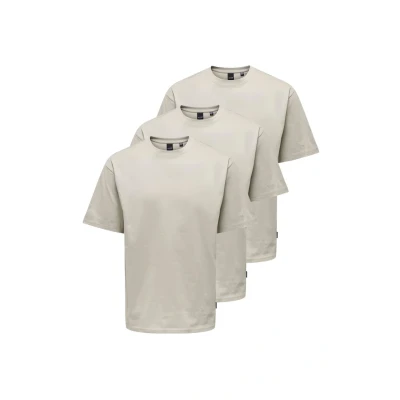 Afbeelding van Only &amp; Sons 3ER PACK FRED Tshirt basic, Heren, Maat: Large, Silver lining