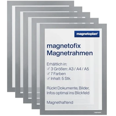 Afbeelding van magnetoplan Magnetofix kijkvenster formaat DIN A4 VE 5 stuks frame grijs