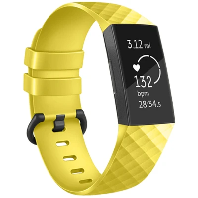 Afbeelding van Siliconen bandje voor de Fitbit Charge 3 / 4 Geel iMoshion En TPU (zacht)