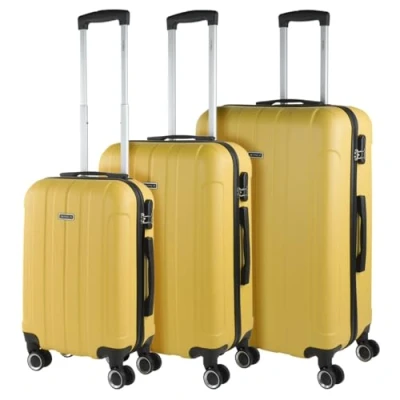Afbeelding van ITACA Set trolley koffer 70cm plus Beauty case ABS. Uitbreidbaar. Harde schaal. Telescopische handgreep, 2 handgrepen, 4 wielen. Cijferslot 71270B, Geel