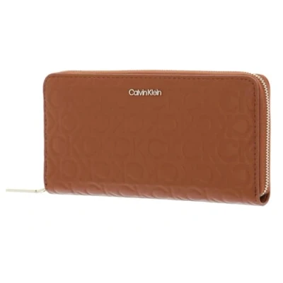 Afbeelding van Calvin Klein MUST Wallet Embossed Portemonnee, Dames, Maat: One Size, Cognac
