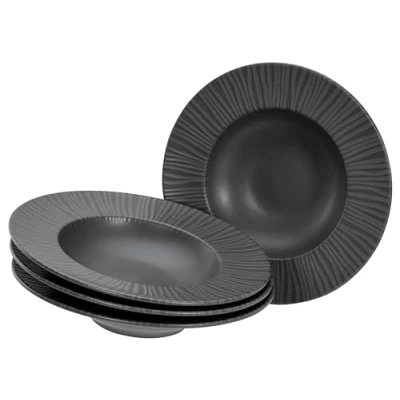 Afbeelding van Creatable, Vesuvio Serie 21820, 4 delige serviesset, bordenset van aardewerk, zwart