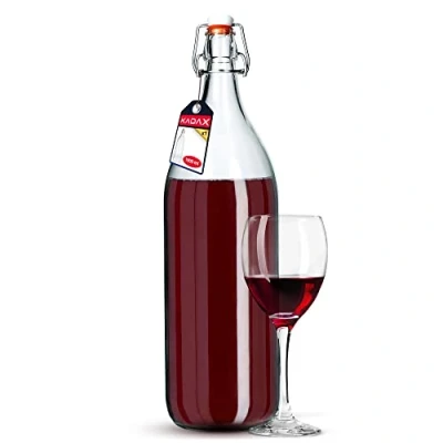 Afbeelding van KADAX Glazen fles, fruitlikeurfles, vintage fles van frisdrank, transparante beugelfles, met beugelsluiting, 1,9 l, 1 stuk