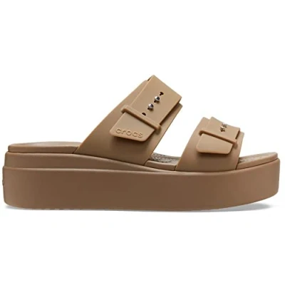 Afbeelding van Crocs Brooklyn Buckle Low Wedge, platform voor dames, Khaki (stad), 41/42 EU
