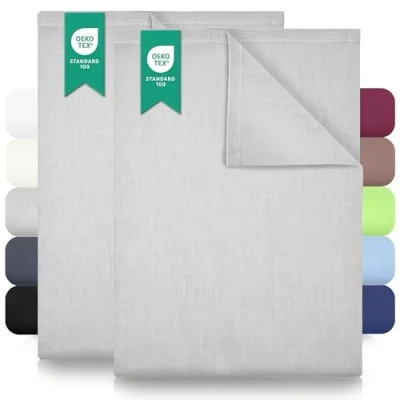 Afbeelding van GREEN MARK Textilien Set van 2 klassieke lakens 100% katoen, bedlakens zonder elastiek, vele formaten en kleuren, afmeting: 180 x 275 cm, zilvergrijs