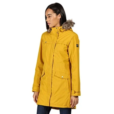Afbeelding van Serleena II waterdichte, geÃ¯soleerde Parka jas met rand van imitatiebont Regatta voor dames, Outdoorjas, mosterdzaadgeel