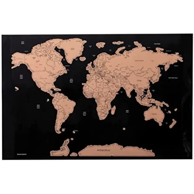 Afbeelding van Wereldkaart om te krabben 43 cm Scratch Map Wereldreiskaart Cadeau