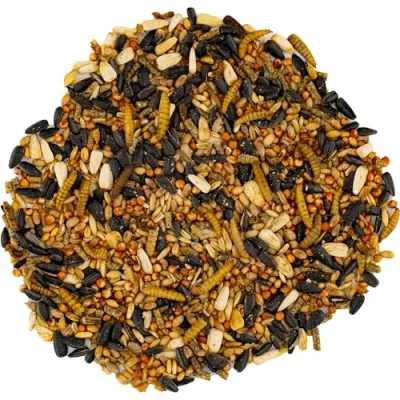 Afbeelding van UGF Vogelvoer voor wilde vogels, het hele jaar door, 5 kg, wildvogelvoer met zonnebloempitten, soldatenvliegenlarven en pellets meelwormen, ingrediënten door voederen