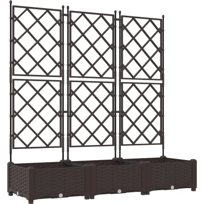 Afbeelding van Tuinplanter met Trellis 3 stuks Bruin 120x40x125.5 cm