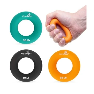 Afbeelding van MoveRays handgreepversterker, oefenapparaat voor onderarm, vingers Spiertrainer sporten, klimmen, fitness, Groen Grijs Oranje