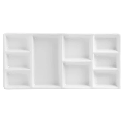 Afbeelding van MEEDEN 9 Well Nieuws Keramische Rechthoek Kunstenaar Verf Palet voor Aquarel Gouache Acryl Olieverf, 6 4/5 door 3 1/3 Inch