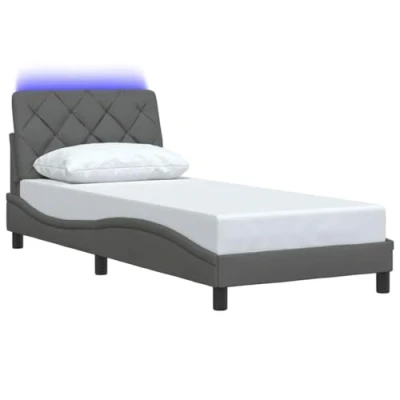 Afbeelding van vidaXL Bedframe met LED verlichting stof donkergrijs 90x190 cm