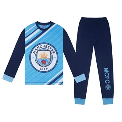 Afbeelding van Manchester City FC Officieel Pyjama met lang thema voetbal jongens bedrukt sublimatie effect, Hemelsblauw, 5 6 Jaren