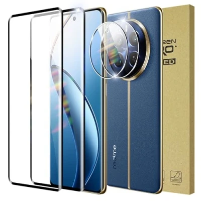 Afbeelding van Rojeuinn Pantserfolie voor Realme 12 Pro/Pro Plus 5G beschermfolie, 2 stuks veiligheidsglas + camerabescherming, 9H hardheid, krasbestendige displaybeschermfolie, HD displaybeschermfolie