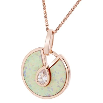 Afbeelding van Orphelia ZH 7287 CHAIN WITH PENDANT ROSEGOLD WHITE OPAL &amp; ZIRCONIUM 925 silver cubic zirkonia 45 cm