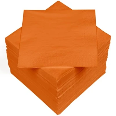 Afbeelding van HEKU 100 effen servetten, 3 laags, 33 x cm, uniforme kwaliteit voor evenementen en horeca, praktische verpakking van 5 stuks, zeer absorberend stijlvol, oranje