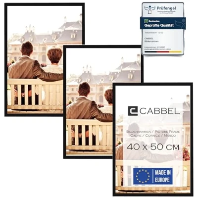 Afbeelding van CABBEL Set van 3 fotolijsten 40x50 cm MDF houten lijst in zwart met onbreekbaar plexiglas/modern
