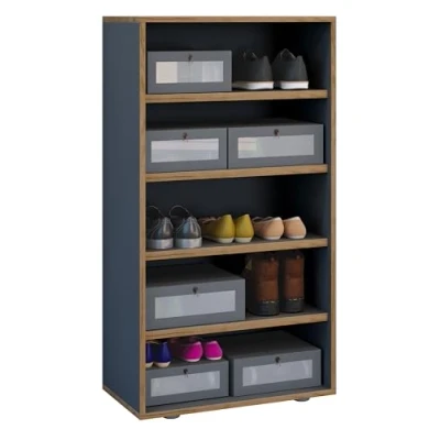 Afbeelding van VCM Holz Schuhregal Maße ca. H. 110 x B. 60 T. 33 cm Schuhkommode mit 5 Fächer Schuhschrank Salia 5fach