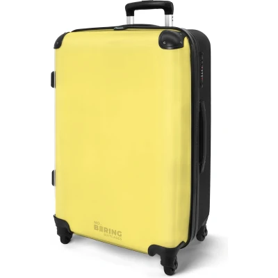 Afbeelding van NoBoringSuitcases.com® Koffer groot Rolkoffer lichtgewicht Pastel geel Reiskoffer met 4 wielen Grote trolley XL 20 kg bagage
