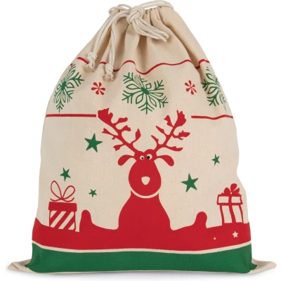 Afbeelding van Kimood Tas met koord en kerstmotieven KI0735 Natural