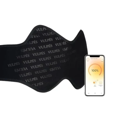 Afbeelding van Vulpés HeatBelt Pro Intelligente verwarmingsriem, thermische ondersteuning voor rug, nieren en vijver, smartphone bediening, organische stof van bamboe, onyx zwart, 100 130 cm, 39,3 51,2 inch