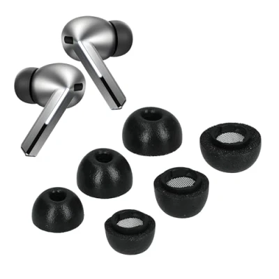 Afbeelding van kwmobile 6x cover voor oordopjes geschikt Samsung Galaxy Buds 3 Pro Van memory foam in zwart Maat S, M en L