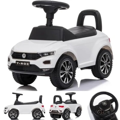 Afbeelding van Kinderauto Volkswagen loopauto vanaf 1 jaar met claxon, verchroomde velgen, opbergvak onder de stoel (Wit)