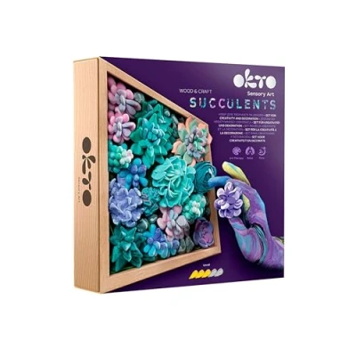 Afbeelding van 3D kunstwerk Sensory Art Wood&amp;craft creative set succulents Klei artist