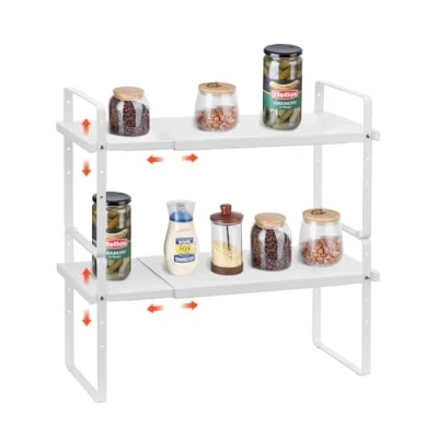 Afbeelding van VEVOR 2 laags kruidenrek kast organizer aanrechtblad plank opbergrek wit
