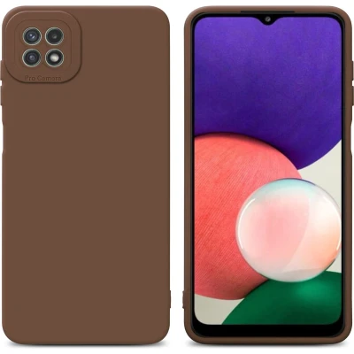 Afbeelding van Cadorabo Hoesje geschikt voor Samsung Galaxy A22 5G in FLUID BRUIN Beschermhoes TPU silicone Cover Case
