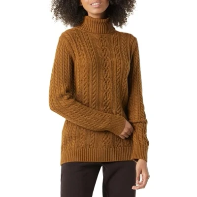 Afbeelding van Amazon Essentials Women&#039;s Kabeltrui met col (verkrijgbaar in Grote maten), Donker kastanjebruin, XXL maten