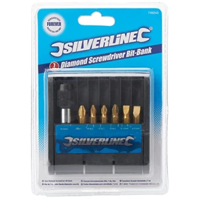 Afbeelding van Silverline 7 delige diamant schroevendraaier bithouder set