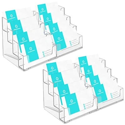 Afbeelding van Belle Vous Acryl Visitekaarthouder (2 Stuks) Geschikt Voor Maximaal 320 Kaarten 4 Doorzichtige Desktop Display Standaards 8 Vakken Kaarthouders Bureau, Visitekaartjes, Hotels &amp; Werkbladen