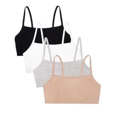 Afbeelding van Fruit of the Loom Katoenen sportbeha met spaghettibandjes voor dames, ondoorzichtig (4 stuks), Zand/Wit/Zwart/Heather Grijs, 62