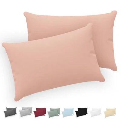 Afbeelding van Twinzen® Kussensloop 40x70 (Set van 2) 100% Katoen Jersey 150 GSM Roze Kussenhoes met ritssluiting Oeko Tex gecertificeerd