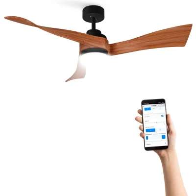Afbeelding van CREATE Plafondventilator 40W silent Ø132 cm Met Wifi Afstandsbediening 6 Snelheden Timer Zomer/Winter functie Zwart WIND CURVE