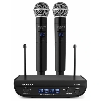 Afbeelding van Vonyx WM82 draadloze microfoonset met twee UHF handmicrofoons