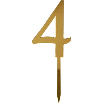 Afbeelding van Cake Topper Cijfer 4 Goud 1 Stuk Taarttopper Taartdecoratie Taartversiering