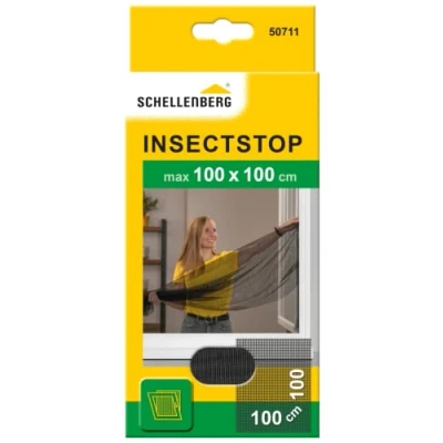 Afbeelding van Schellenberg 50711 nylon horrengaas, muggen en insectengaas inclusief bevestigingstape, bevestiging zonder te boren, 100 x cm, antraciet