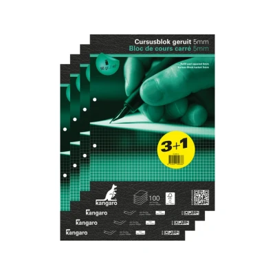 Afbeelding van Kangaro cursusblok A4 ruit 5x5mm 90 grams 2 gaats K 5403 4