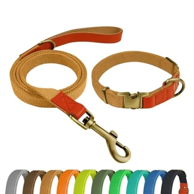 Afbeelding van QRDA Hondenhalsband en Riem Set Kaki Kleur Gepersonaliseerde Verstelbare Tactische voor Honden Kleine Middelgrote