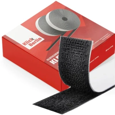 Afbeelding van Klick Berlin Velcro zelfklevend smal 1,6 cm x 1 m klittenband plakband plakt op vele oppervlakken klittenbandsluiting 16 mm breed, meter lang zwart
