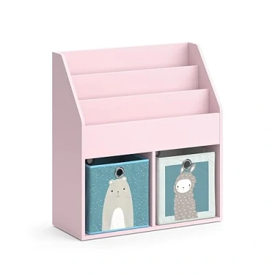 Afbeelding van Vicco Luigi Kinderboekenkast 72 x 79 cm met 2 vouwdoosjes (beer, schaap) Roze