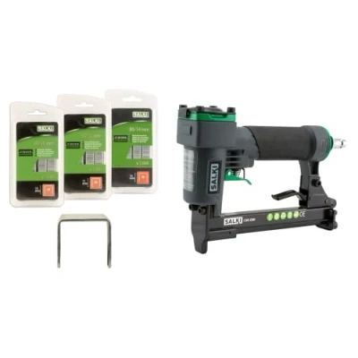 Afbeelding van SALKI CSK G80 nietmachine + nietjes 80 10 mm, 12 mm en 14 pneumatisch nietpistool voor bekleding