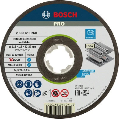 Afbeelding van Bosch Accessoires X LOCK Slijpschijf Expert for Inox 115x1.6x22.23mm, recht 1 stuk(s) 2608619260