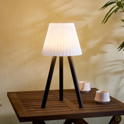 Afbeelding van Lindby Terraslampen met dimmer 1licht Plastic, metaal H: 40 cm wit, zwart Inclusief lichtbron