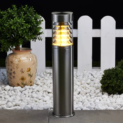Afbeelding van Lindby buitenlamp 1licht roestvrij staal, polycarbonaat H: 50 cm E27 transparant